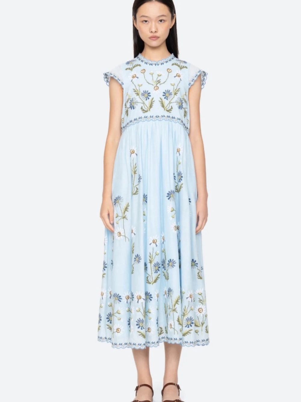 Audra Embroidery Midi Dress ~ Blue - Picture 5 of 7